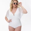 Unique Vintage White Mesh Sleeved Torrey Swimsuit