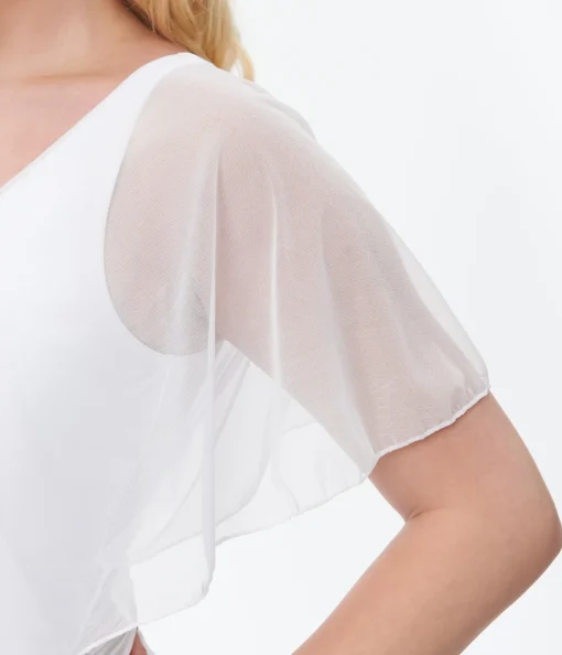 Unique Vintage White Mesh Sleeved Torrey Swimsuit