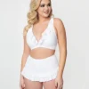 Unique Vintage White Ruffle Halter Swim Top