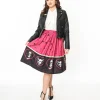 Universal Monsters x Unique Vintage Frankenstein & Bride Of Frankenstein Border Gellar Swing Skirt