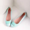 Vintage Style Aqua Blue Leatherette & Geometric Gem Ballet Flats