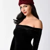 Vintage Style Burgundy Velvet Knotted Turban
