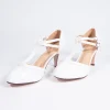 Vintage Style White Leatherette Round Toe T-Strap Heels