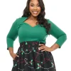 Voodoo Vixen Plus Size 1950s Green Jersey Knit Top