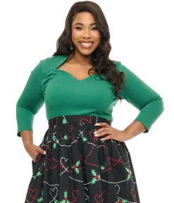 Voodoo Vixen Plus Size 1950s Green Jersey Knit Top