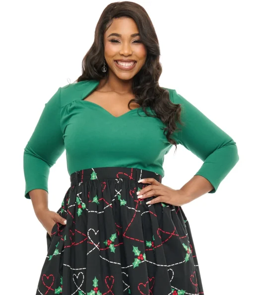 Voodoo Vixen Plus Size 1950s Green Jersey Knit Top