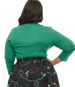 Voodoo Vixen Plus Size 1950s Green Jersey Knit Top