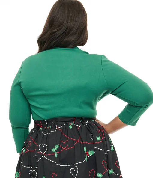 Voodoo Vixen Plus Size 1950s Green Jersey Knit Top