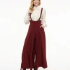 Voodoo Vixen 1950s Burgundy High Waist Suspender Pants