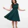 Voodoo Vixen 1950s Green Check Fit & Flare Dress