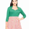 Voodoo Vixen 1950s Green Jersery Knit Top