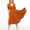 Voodoo Vixen 1950s Orange Wrapover Swing Dress
