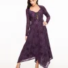 Wax Poetic Purple & Black Spiderweb Willow Maxi Dress & Bolero Set