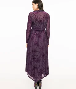 Wax Poetic Purple & Black Spiderweb Willow Maxi Dress & Bolero Set