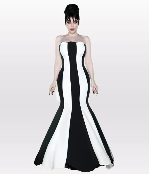 Weasel Wear Black & White Striped Sandworm Gown
