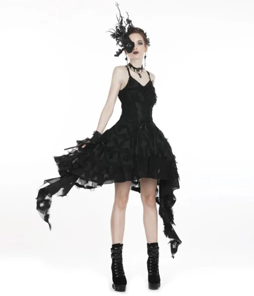 Western Fashion Black Lace Ruffle Dress