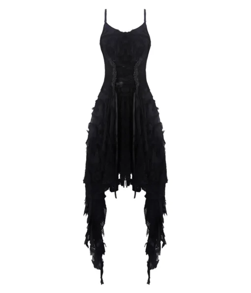 Western Fashion Black Lace Ruffle Dress