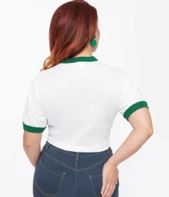 White & Green Saint Paddy Cats Fitted Graphic Tee