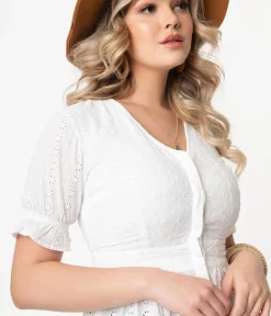 White Eyelet Peplum Jolene Blouse
