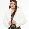 White Faux Fur Puffer Crop Jacket