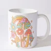 White Groovy Mushroom Garden Mug