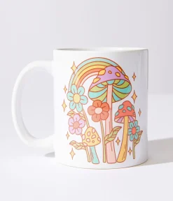 White Groovy Mushroom Garden Mug