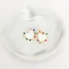 White Heart & Multicolor Stone Stud Earrings