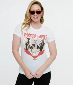 White Horror Ladies Fitted Graphic Tee