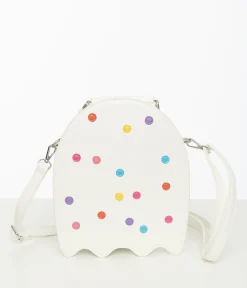 White Leatherette Circus Cookie Ghost Crossbody Bag