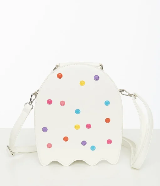 White Leatherette Circus Cookie Ghost Crossbody Bag