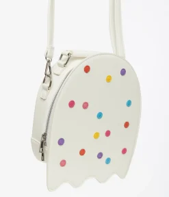 White Leatherette Circus Cookie Ghost Crossbody Bag