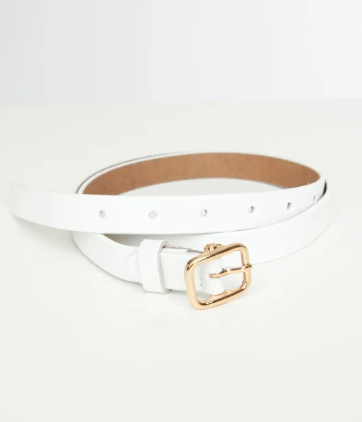 White Skinny Leatherette Belt