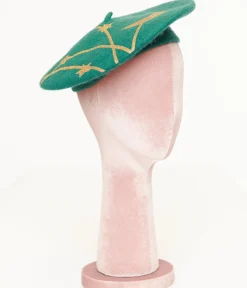 Witchwood Bags Forest Green & Gold Moon & Stars Beret