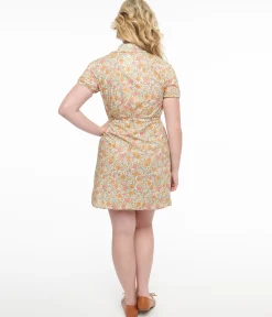 Yellow Floral Cotton Shirt Dress
