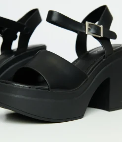 Y2K Black Leatherette Chunky Platform Heels