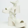 Y2K White Leatherette Chunky Platform Heels