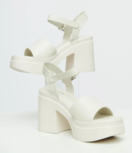 Y2K White Leatherette Chunky Platform Heels