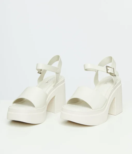 Y2K White Leatherette Chunky Platform Heels